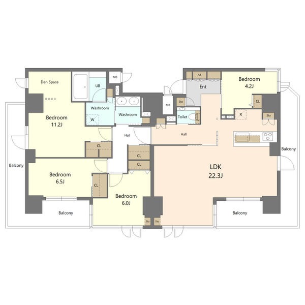 C 4LDKの間取り図
