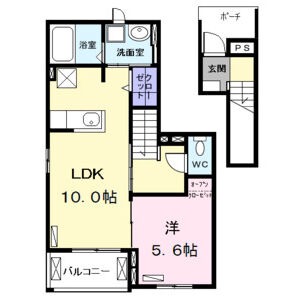 202 1LDKの間取り図