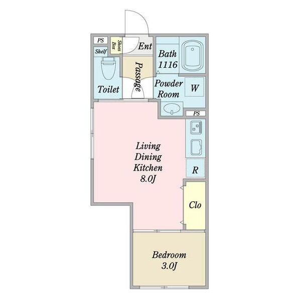 205 1LDKの間取り図