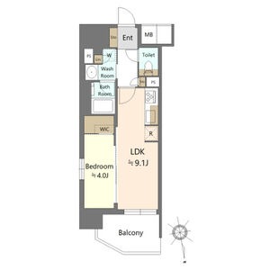 C 1LDKの間取り図