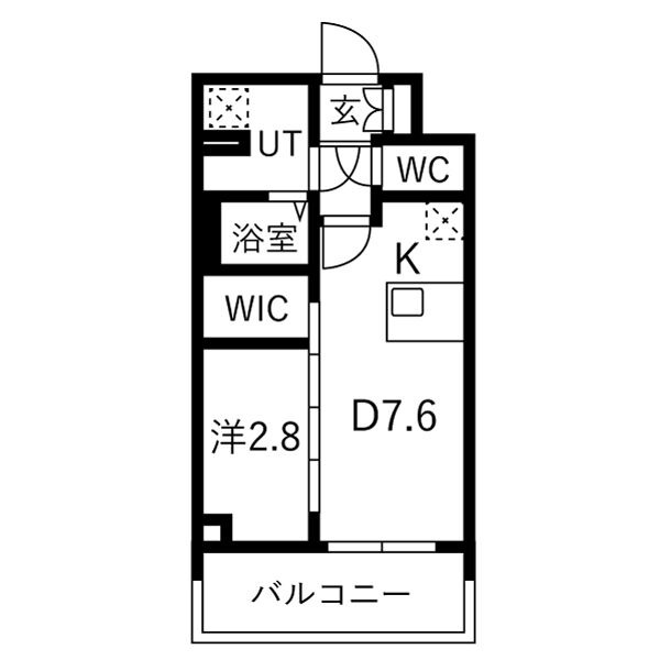 C 1DKの間取り図