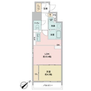 A 1LDKの間取り図