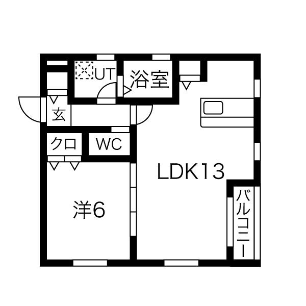 101 1LDKの間取り図