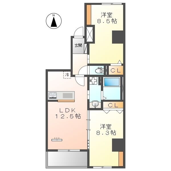 A2 2LDKの間取り図