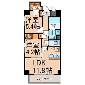 B 2LDKの間取り図