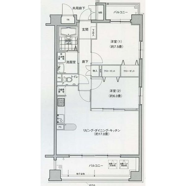 J 2LDKの間取り図