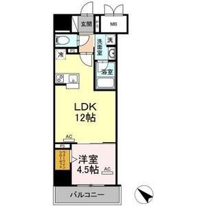 C 1LDKの間取り図