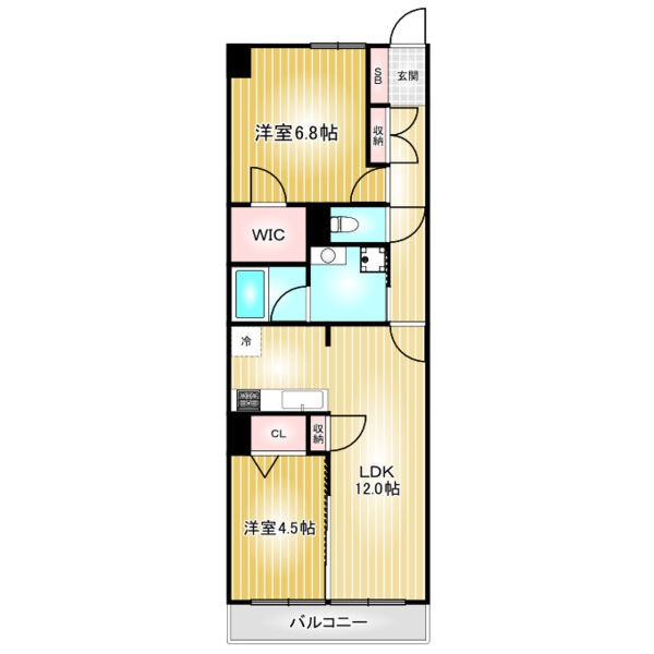 C 2LDKの間取り図