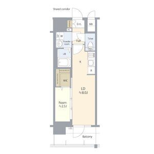 E' 1LDKの間取り図