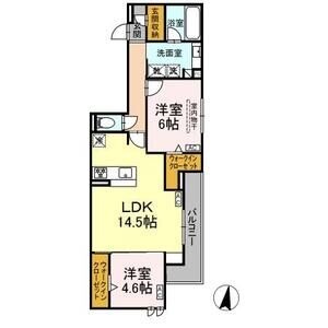 B2 2LDKの間取り図
