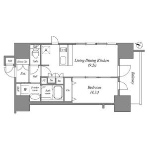 0814 1LDKの間取り図
