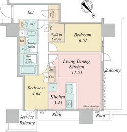 64.86㎡type 2LDKの間取り図