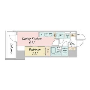 A' 1DKの間取り図