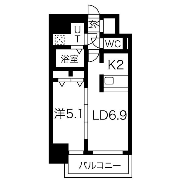 A 1LDKの間取り図