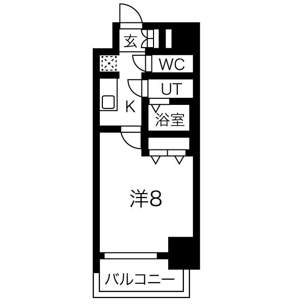 A2 1Kの間取り図