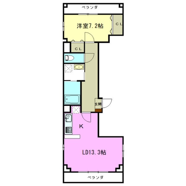 201 1LDKの間取り図