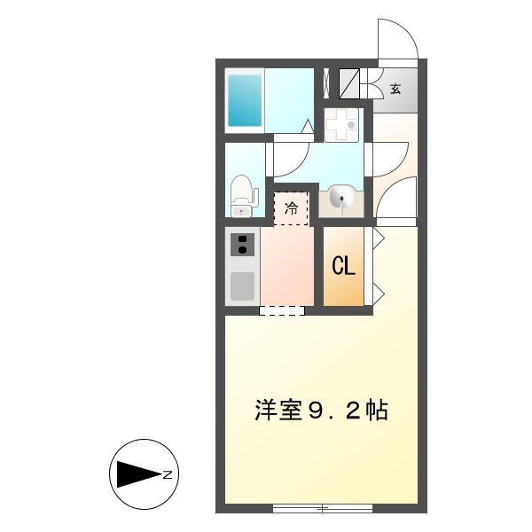 E 1Rの間取り図
