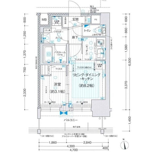 B2 1LDKの間取り図