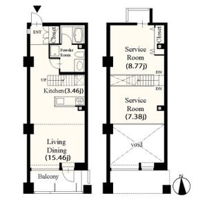 J 1LDK+Sの間取り図