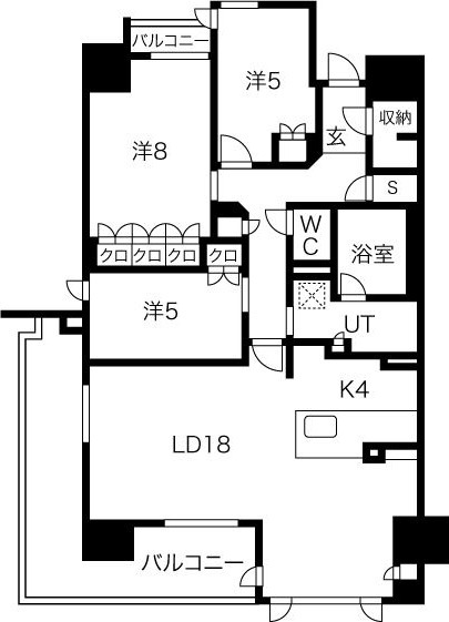 A 3LDKの間取り図