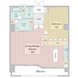 A2 1LDKの間取り図