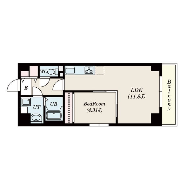 803 1LDKの間取り図