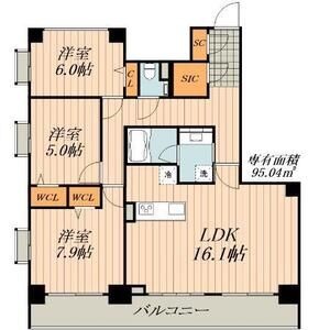 B 3LDKの間取り図