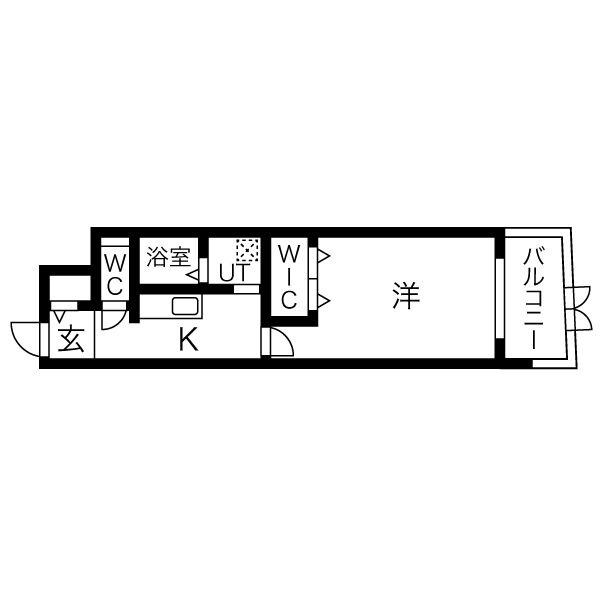 D1 1Kの間取り図