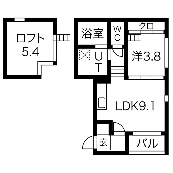 201 1LDKの間取り図