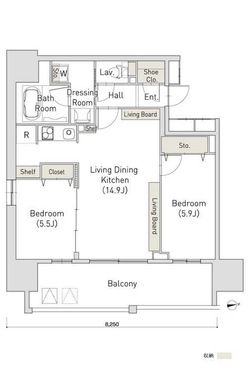 G 2LDKの間取り図