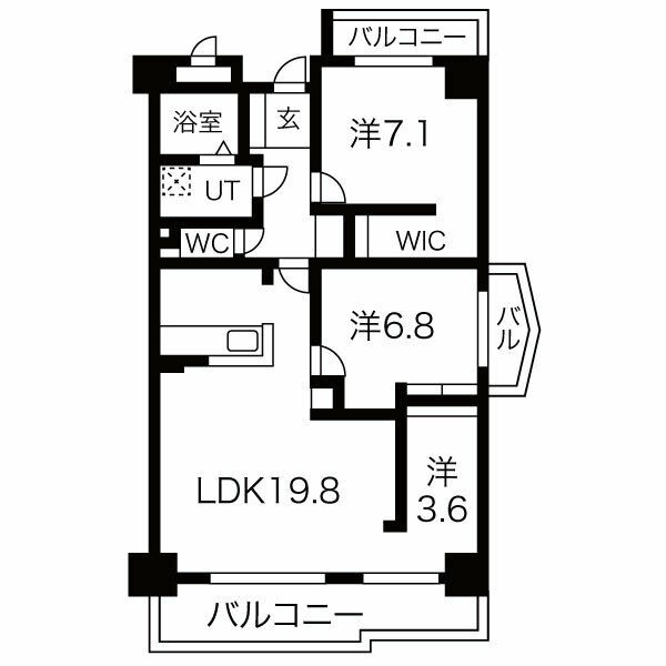 C 3LDKの間取り図