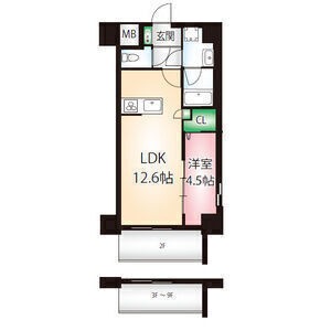 0805 1LDKの間取り図