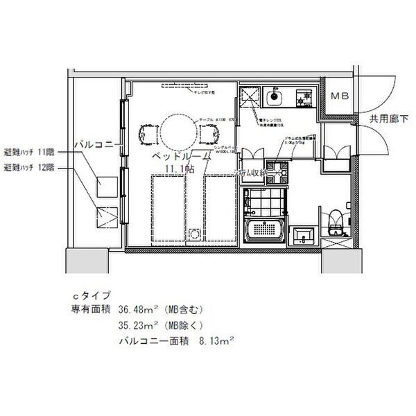 c 1Rの間取り図