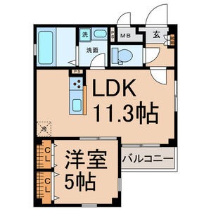 402 1LDKの間取り図