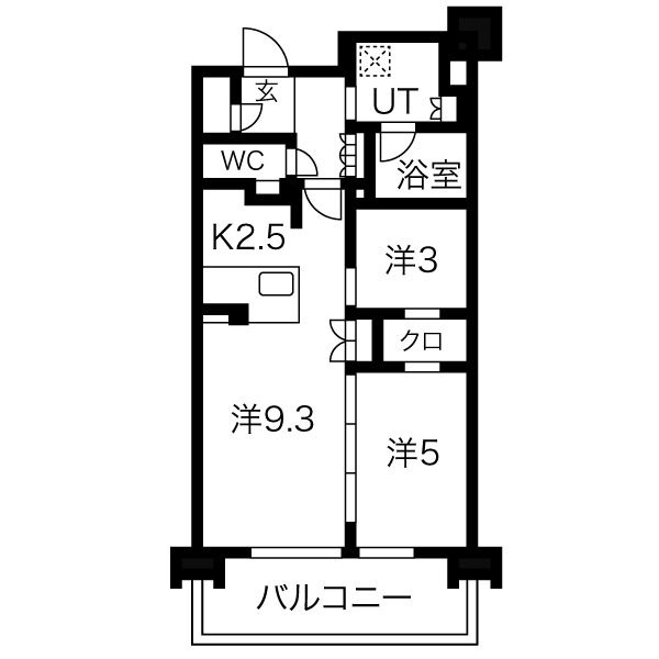 D 2LDKの間取り図