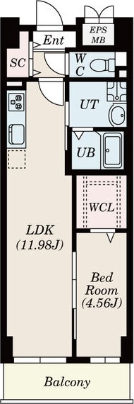 C 1LDKの間取り図