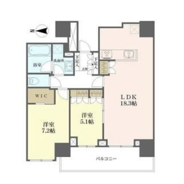 B 2LDKの間取り図