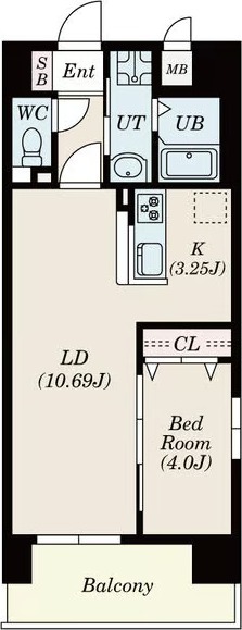 A' 1LDKの間取り図