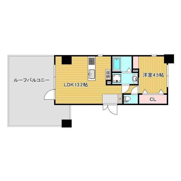 B' 1LDKの間取り図