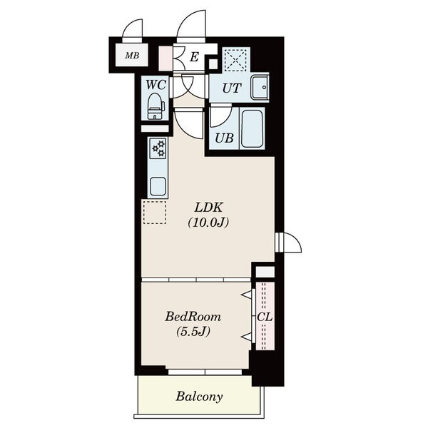 B' 1LDKの間取り図