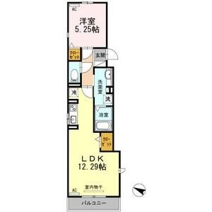 202 1LDKの間取り図