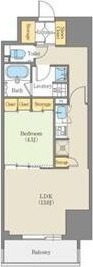 E 1LDKの間取り図