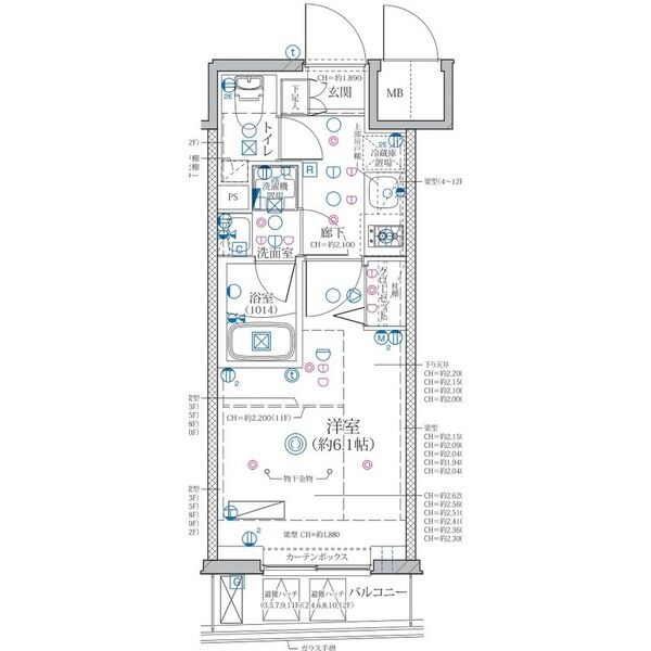 B2 1Kの間取り図