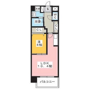 901 1LDKの間取り図