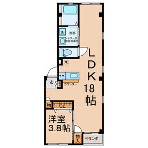 401 1LDKの間取り図
