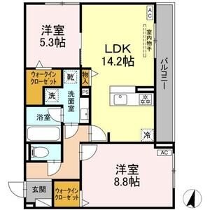 B2 2LDKの間取り図
