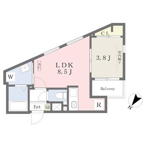 203 1LDKの間取り図