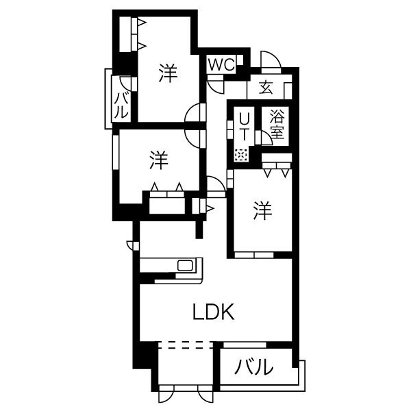 A 3LDKの間取り図