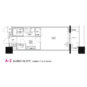 A-2' 1Kの間取り図