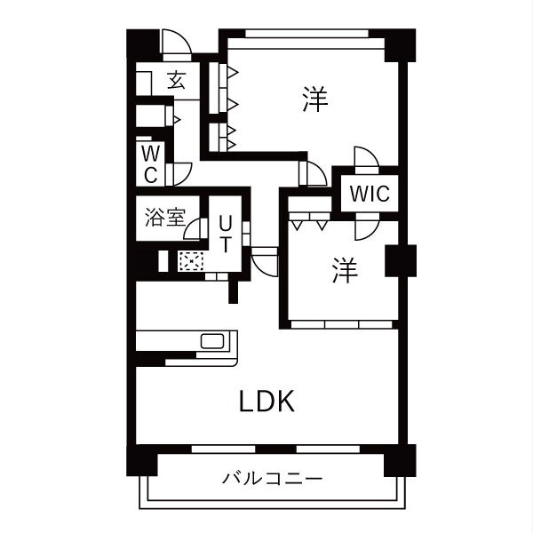 B 2LDKの間取り図
